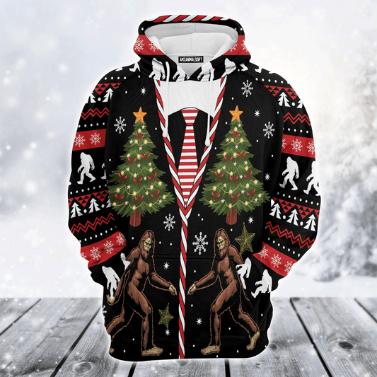 Bigfoot Premium Christmas Hoodie, Vintage Bigfoot Christmas Tree Unisex Red Hoodie For Men & Women - Perfect Gift For Christmas, Family