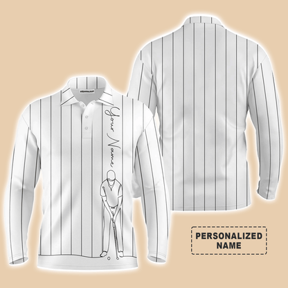 Custom Golf Long Sleeve Men Polo Shirt - Custom Name Apparel  Men Polo Shirt - Personalized Gift For Men, Golf Lover