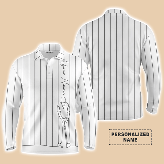 Custom Golf Long Sleeve Men Polo Shirt - Custom Name Apparel  Men Polo Shirt - Personalized Gift For Men, Golf Lover