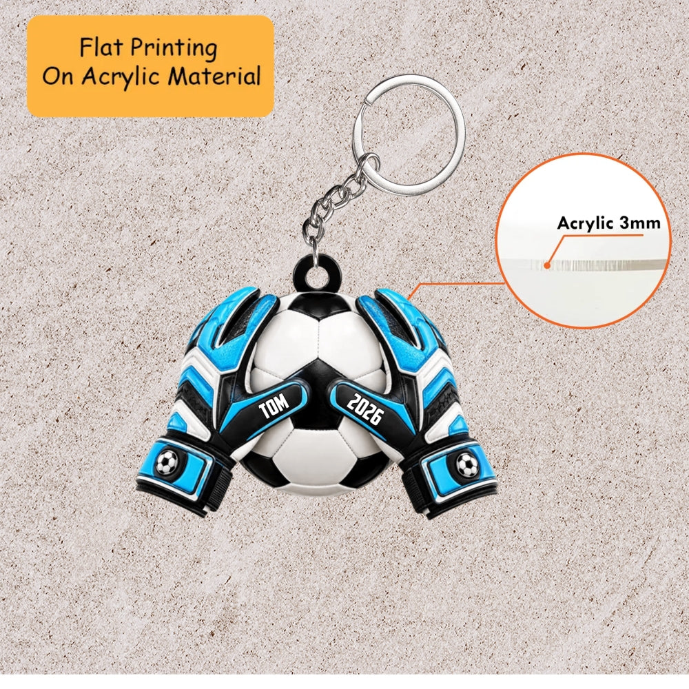 Personalized Football Goalie Christmas Ornament, Custom Name Year Goalkeeper Gloves, Custom Ornament Christmas Gift, Keychain Football, Car Ornament Football