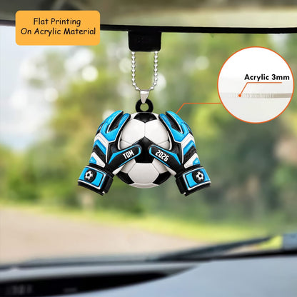 Personalized Football Goalie Christmas Ornament, Custom Name Year Goalkeeper Gloves, Custom Ornament Christmas Gift, Keychain Football, Car Ornament Football