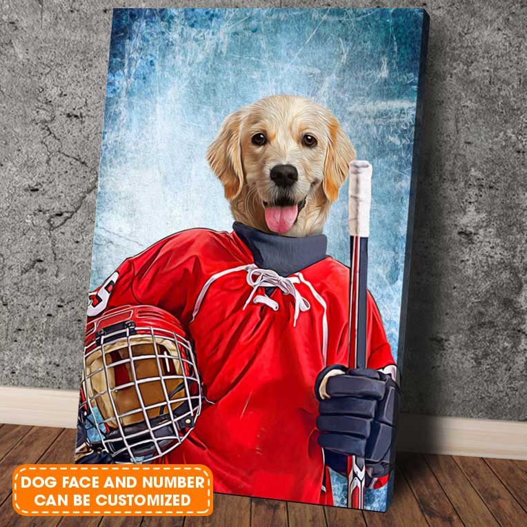 The Ice Hockey Fan Custom Pet Face Portrait Canvas - Pet Painting Portrait Canvas, Wall Art - Perfect Gift For The Ice Hockey Fan, Pet Lovers