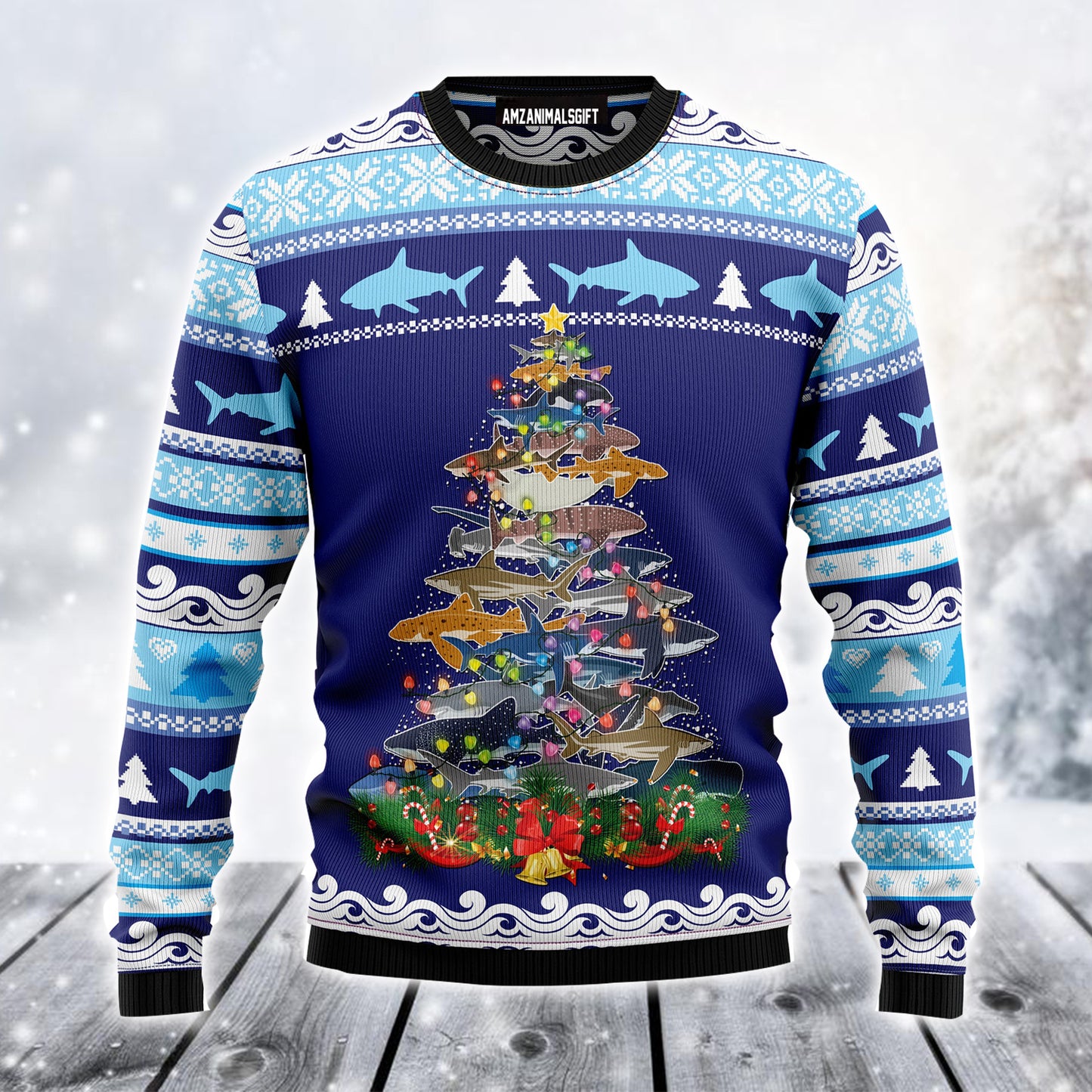 Shark Christmas Tree Ugly Christmas Sweater, Shark Loves Xmas Ugly Sweater For Men & Women - Best Gift For Christmas, Friends, Family