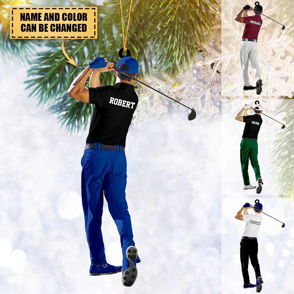 Customized Golf Man Player Acrylic Christmas Ornament, Golf Team Gift For Men - Gift For Golf Lovers, Golf Players