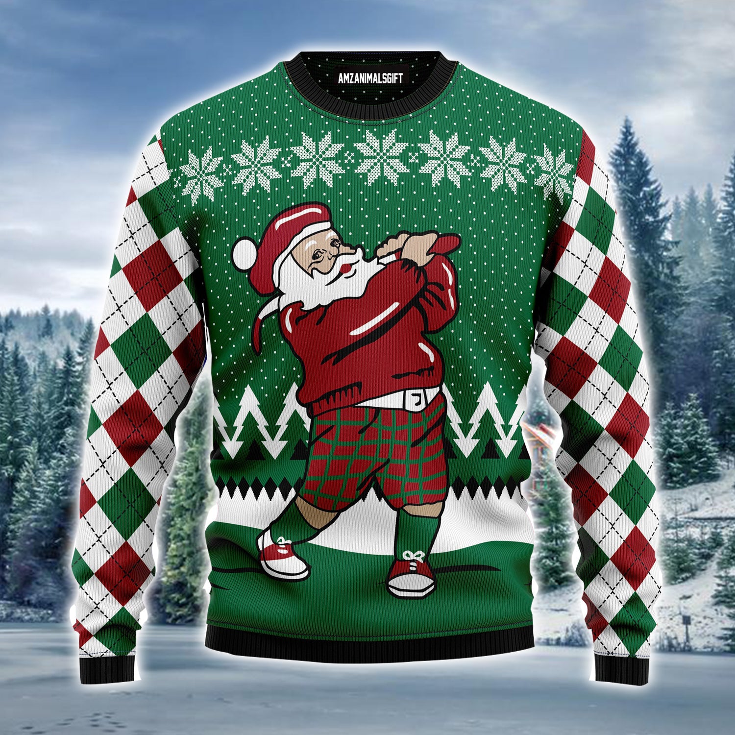 Golfer Santa Ugly Christmas Sweater, Santa Claus Plays Golf Ugly Sweater For Men & Women - Perfect Gift For Christmas, Golf Lovers, Golf Players