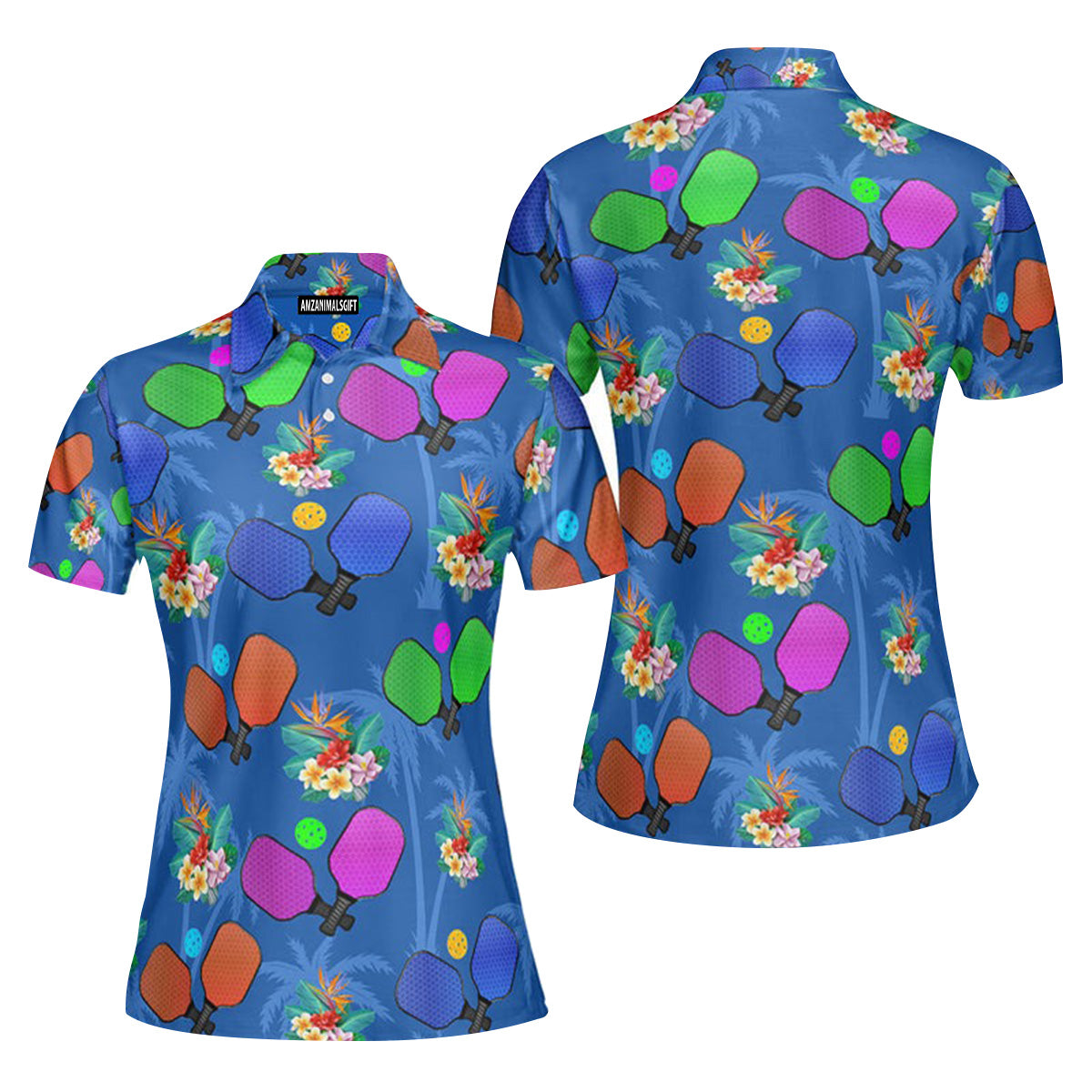 Pickleball Tropical Palm Women Polo Shirt, Perfect Outfit For Women On Summer Pickleball Players Pickleball Lovers