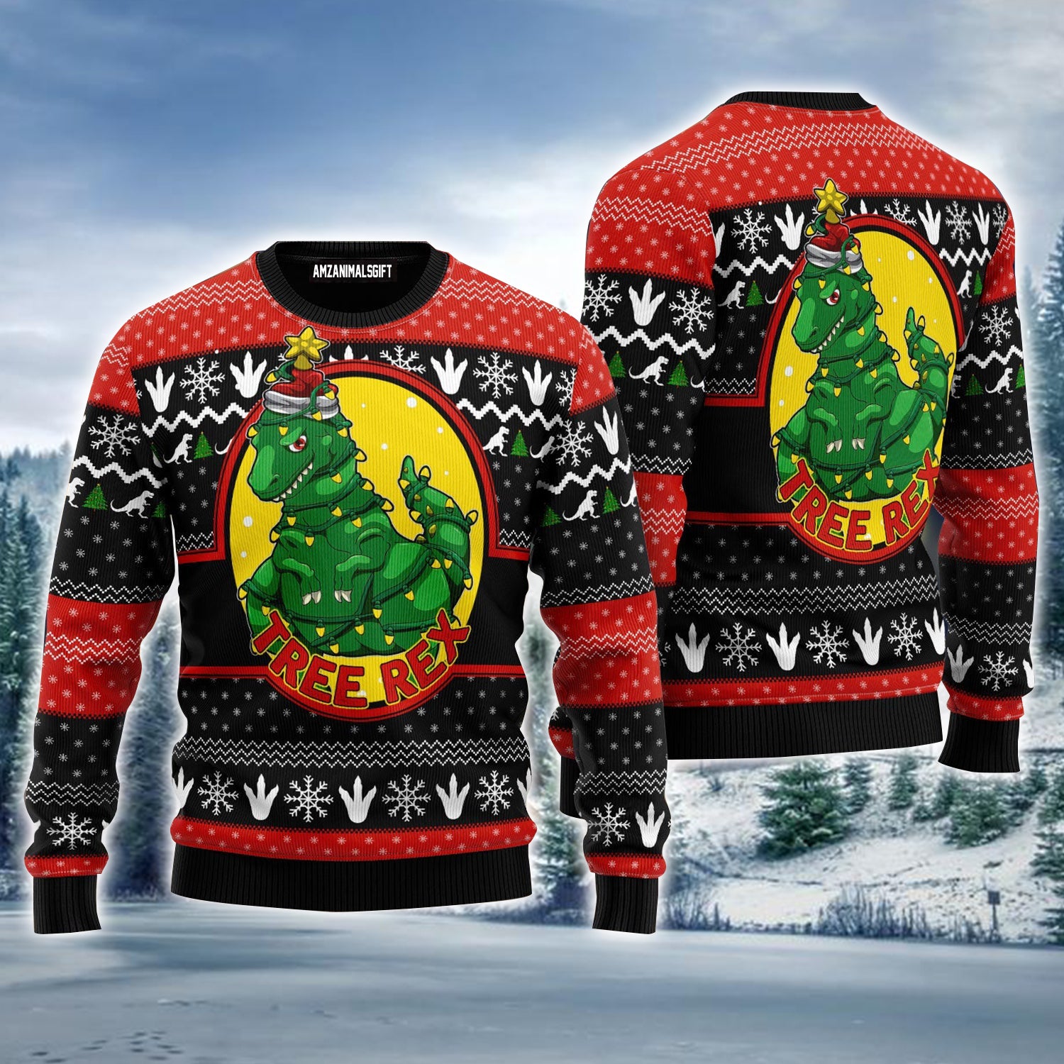 Tree Rex Ugly Christmas Sweater, Christmas Pattern Ugly Sweater For Men & Women - Perfect Gift For Christmas, Friends, Family
