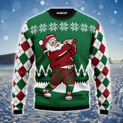 Golfer Santa Ugly Christmas Sweater, Santa Claus Plays Golf Ugly Sweater For Men & Women - Perfect Gift For Christmas, Golf Lovers, Golf Players