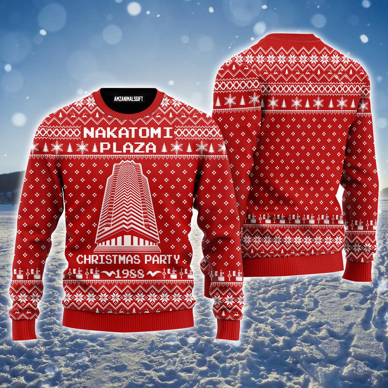 Nakatomi Plaza 1988 Ugly Christmas Sweater, Christmas Party Pattern Ugly Sweater For Men & Women - Perfect Gift For Christmas, Family, Friends