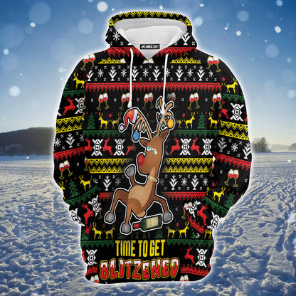 Reindeer Premium Christmas Hoodie, Time To Get Blitzened Unisex Hoodie For Men & Women - Perfect Gift For Christmas, Friends, Family