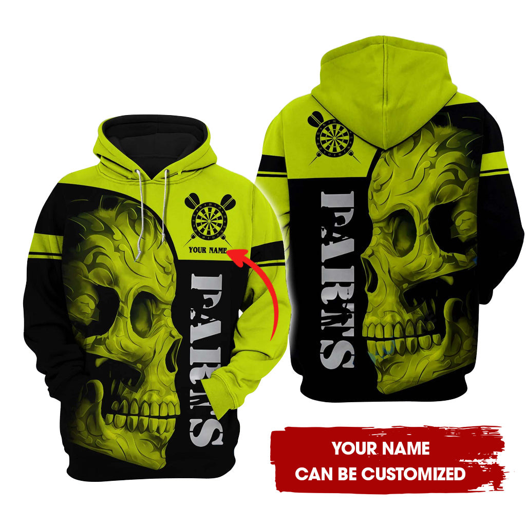 Customized Skull Darts Neon Green Premium Hoodie, Perfect Outfit For Men And Women - Gift For Darts Lovers, Christmas New Year Autumn Winter