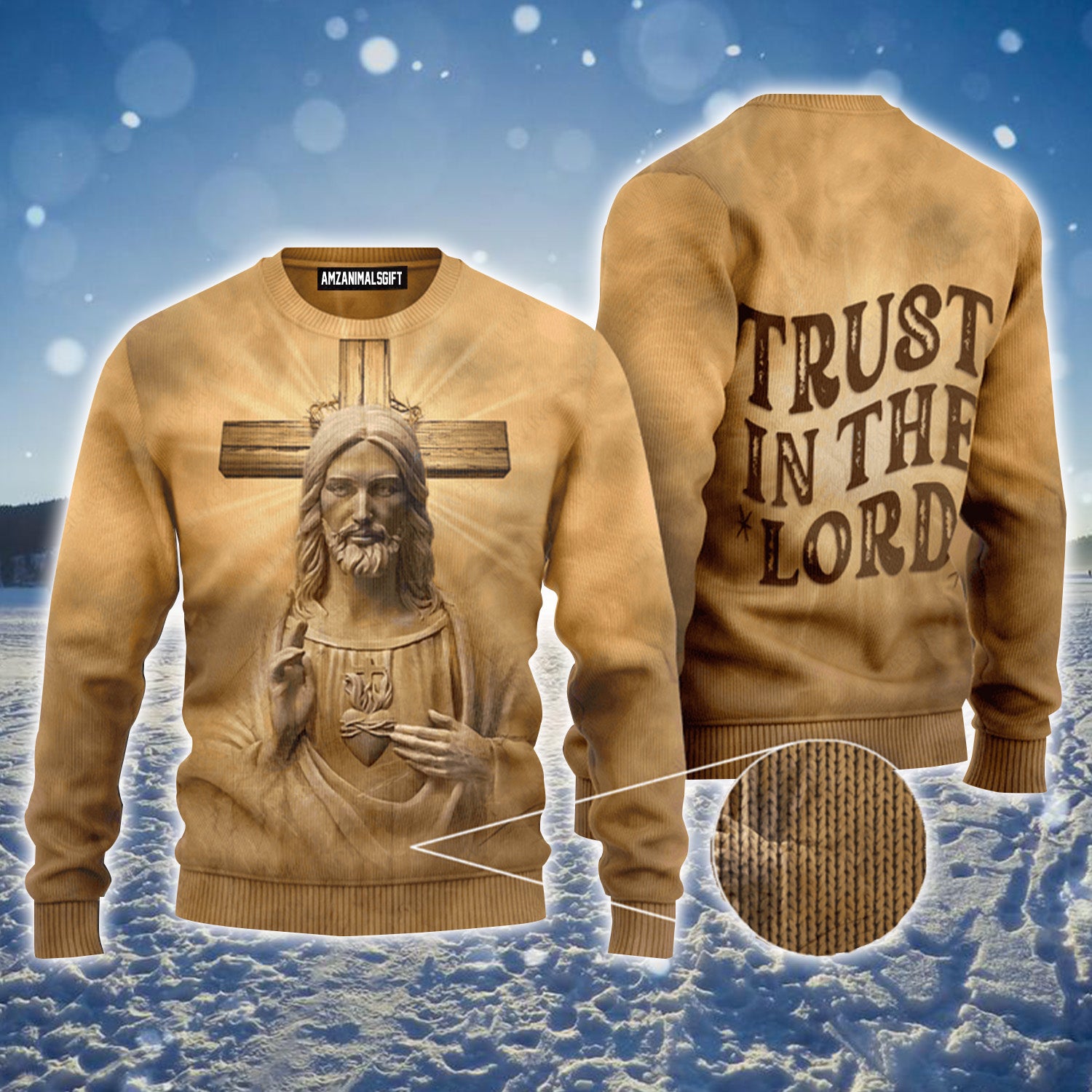 Vintage Jesus Cross Trust In The Lord Urly Sweater, Christmas Sweater For Men & Women - Perfect Gift For New Year, Winter, Christmas