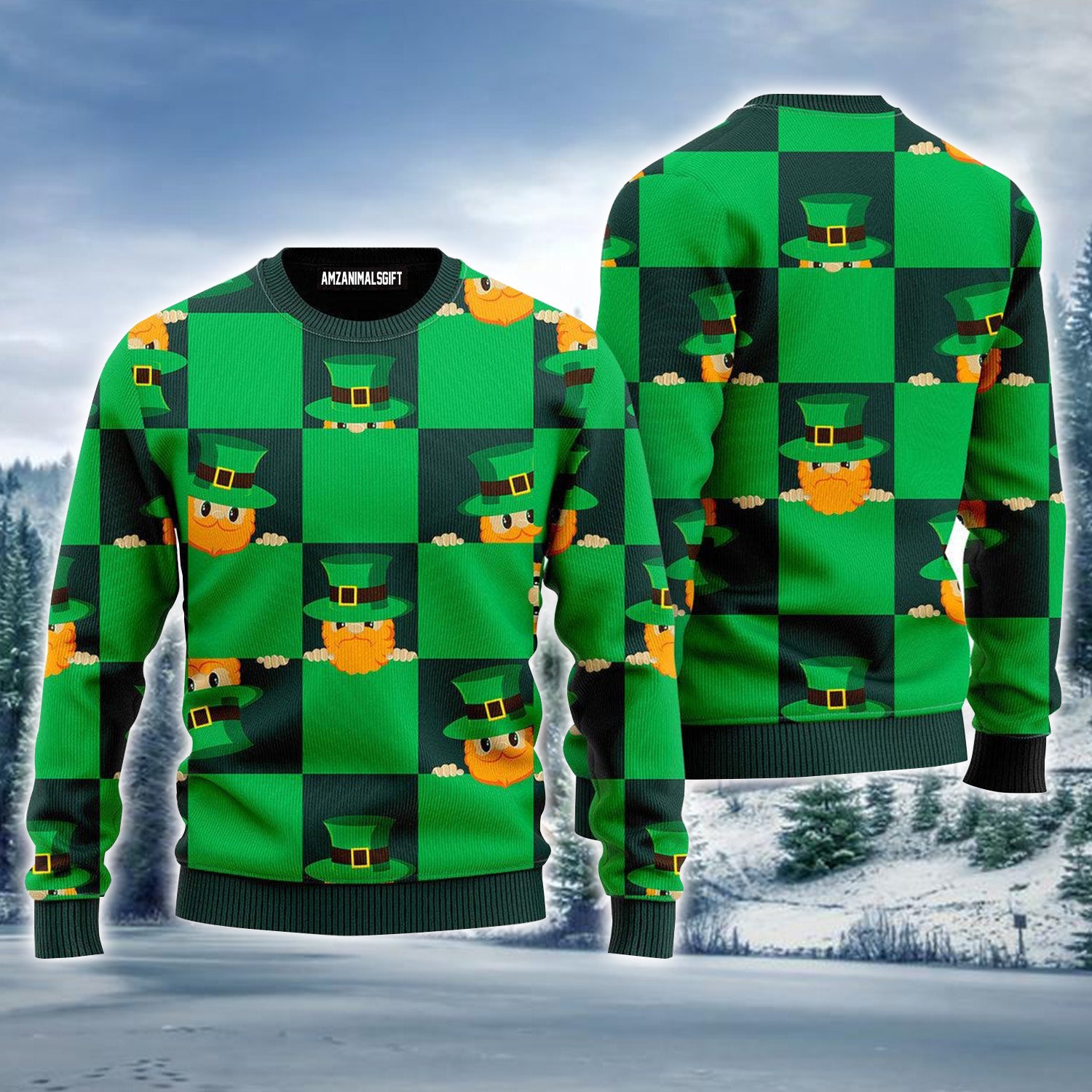 St Patrick Leprechaun Gnomes Pattern Ugly Sweater For Men & Women, Perfect Outfit For Christmas New Year Autumn Winter