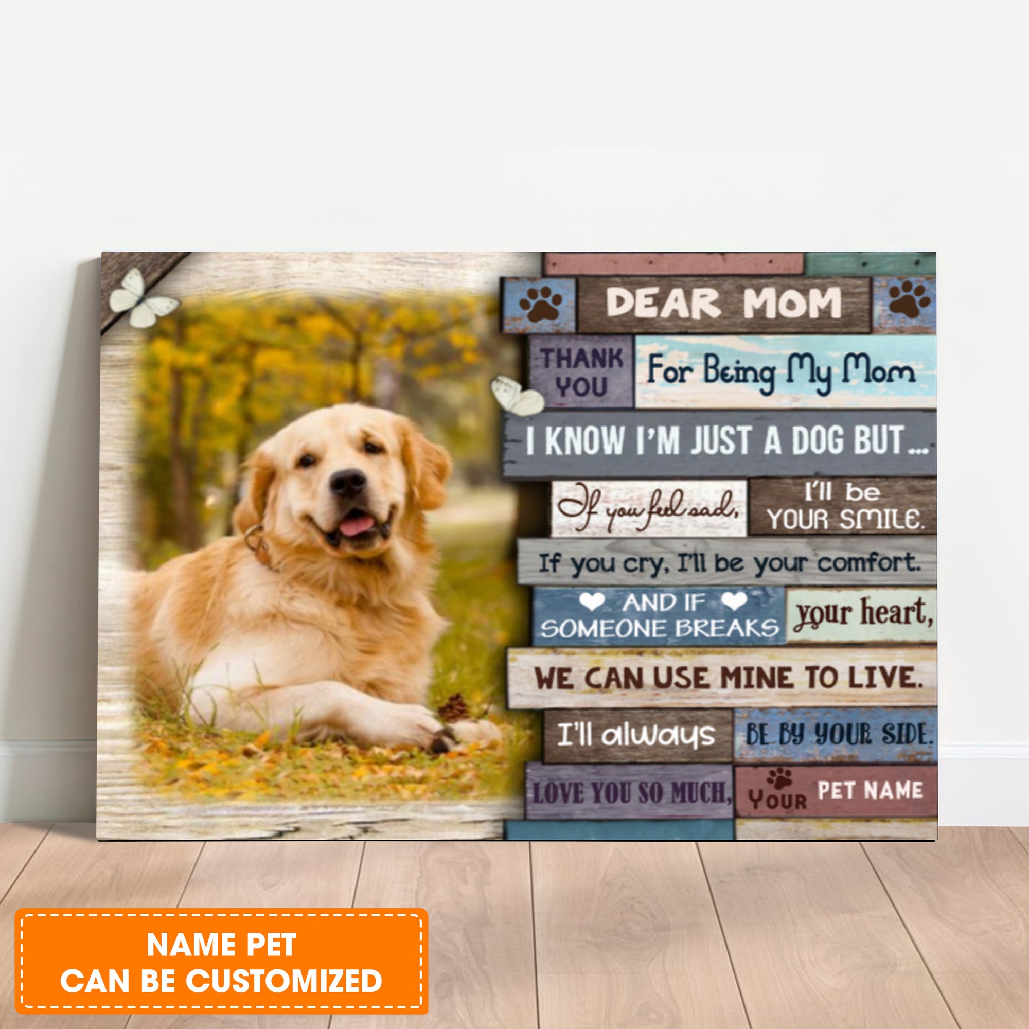 ﻿Custom Photo Dog Premium Wrapped Landscape Canvas, Personalized Dog Canvas, Dog Mom Gifts - Unique Gift For Mom, Mother's Day Gifts
