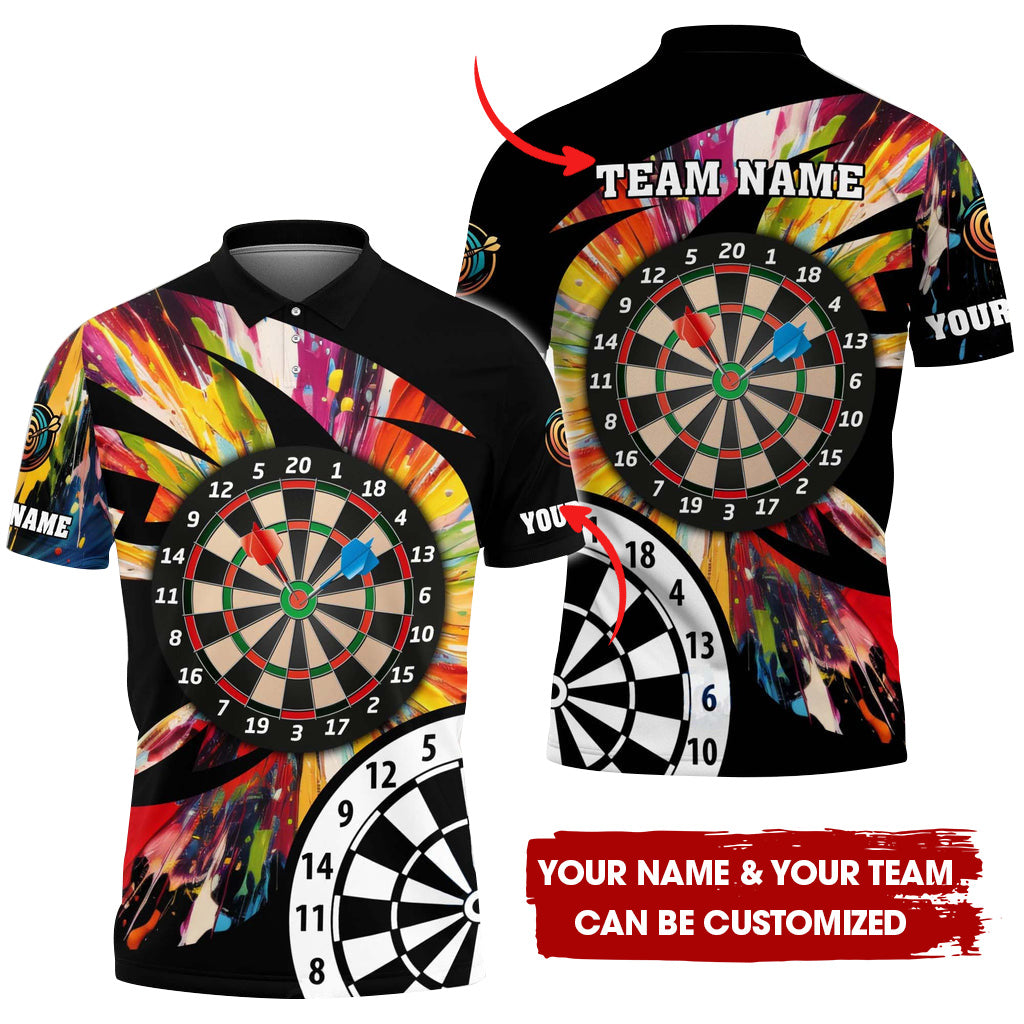 Custom Colorful Dartboard Men Polo Shirt, Personalized Darts For Team Polo Shirt For Men, Perfect Gift For Darts Lovers, Darts Players