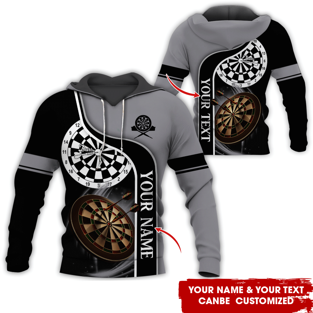 Customized Darts Premium Hoodie, Personalized Name & Text Darts Black Hoodie, Perfect Gift For Darts Lovers, Friend, Family