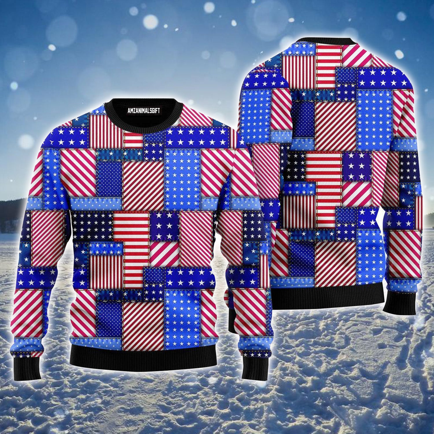 American Flag Pattern Ugly Sweater For Men & Women, Perfect Outfit For Christmas New Year Autumn Winter