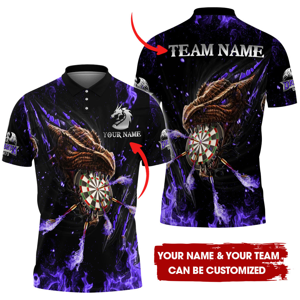 Customized Fire Dragon Darts Men Polo Shirt, Custom Darts For Team Polo Shirt For Men, Perfect Gift For Darts Lovers, Darts Players