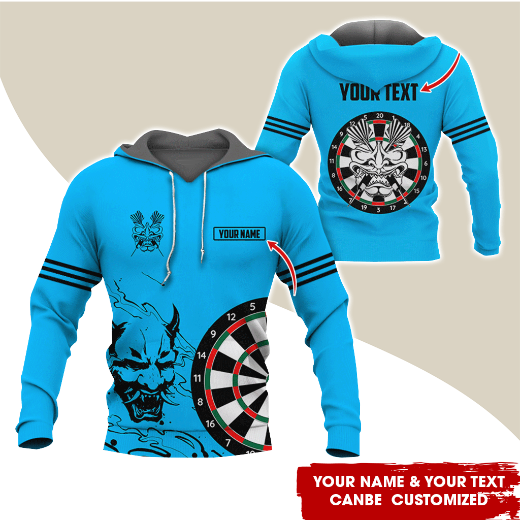 Customized Name & Text Darts Premium Hoodie, Orochimaru Demon Mask Pattern Darts Hoodie, Perfect Gift For Darts Lovers, Darts Player