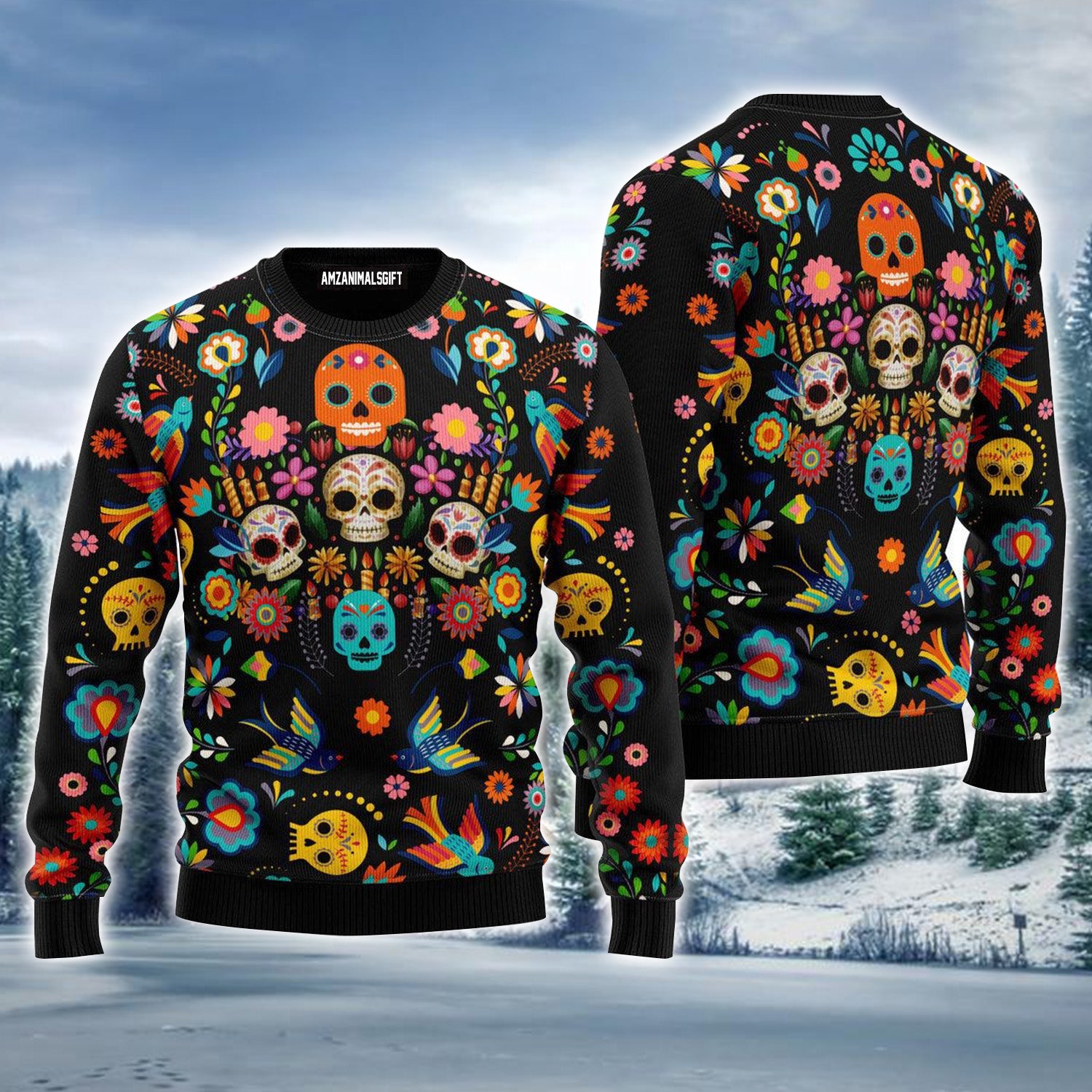 Sugar Skull Ugly Sweater For Men & Women, Perfect Outfit For Christmas New Year Autumn Winter