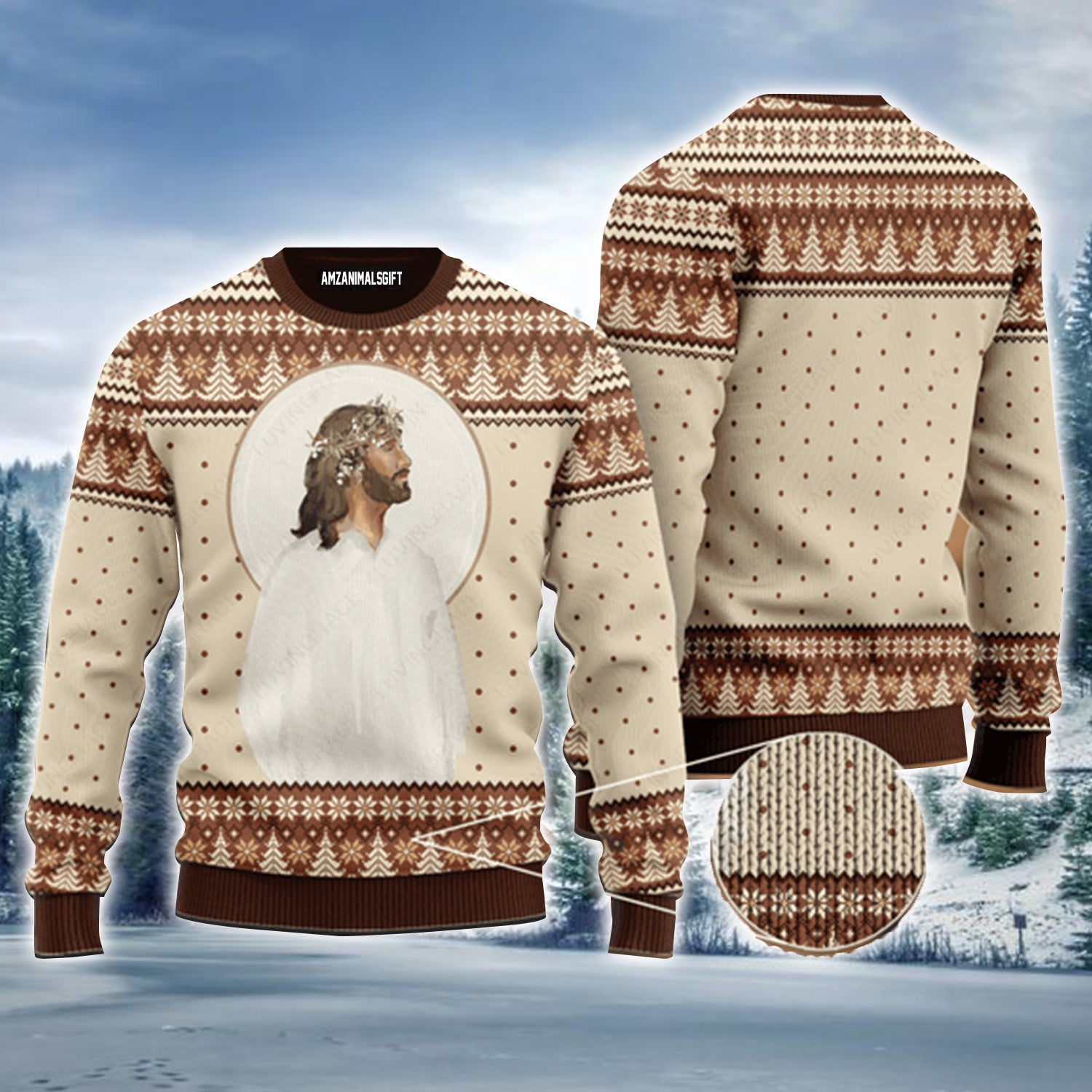 Elegant Vintage Christian, Christmas Pattern Urly Sweater, Christmas Sweater For Men & Women - Perfect Gift For New Year, Winter, Christmas