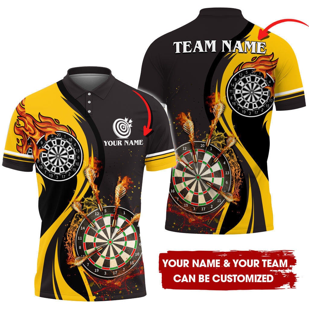 Customized Fire Water Flow Darts Men Polo Shirt, Custom Darts For Team Polo Shirt For Men, Perfect Gift For Darts Lovers, Darts Players