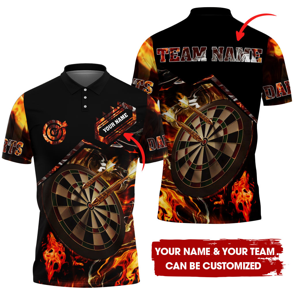 Customized Flaming Magma Darts Men Polo Shirt, Custom Darts For Team Polo Shirt For Men, Perfect Gift For Darts Lovers, Darts Players