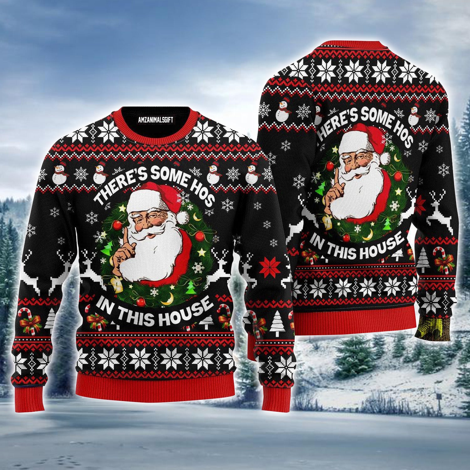 Santa Clause in This House Christmas Pattern Ugly Sweater For Men & Women, Perfect Outfit For Christmas New Year Autumn Winter