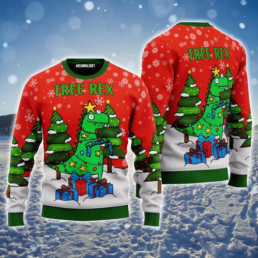 Tree Rex Ugly Christmas Sweater, Funny Christmas Pattern Ugly Sweater For Men & Women - Perfect Gift For Christmas, Friends, Family