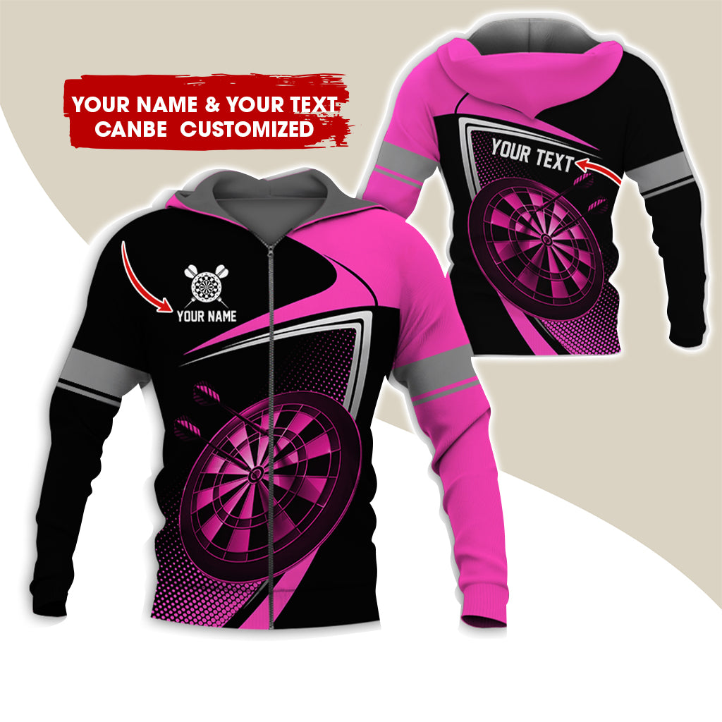 Custom Name & Text Darts Premium Zip Hoodie , Customized Darts Team Uniforms Zip Hoodie For Men & Women - Gift For Darts Lovers, Darts Players