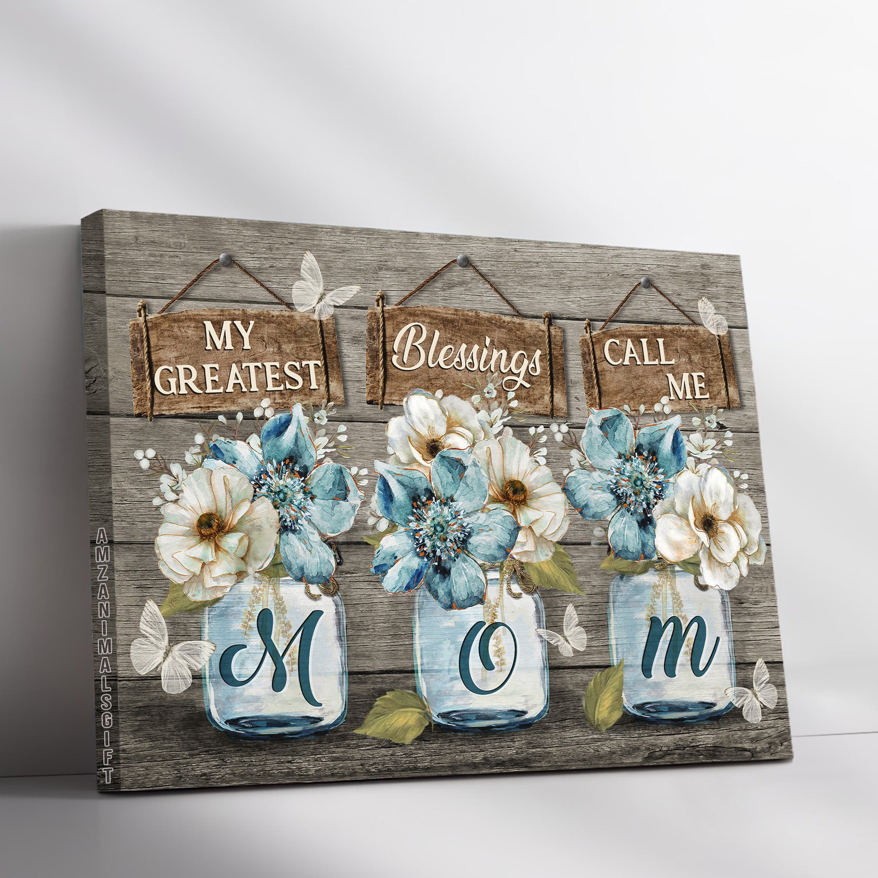 Family Premium Wrapped Landscape Canvas - Beautiful Flower, Crystal Butterfly, My Greatest Blessings Call Me Mom - Perfect Gift For Mom,  Mother's Day