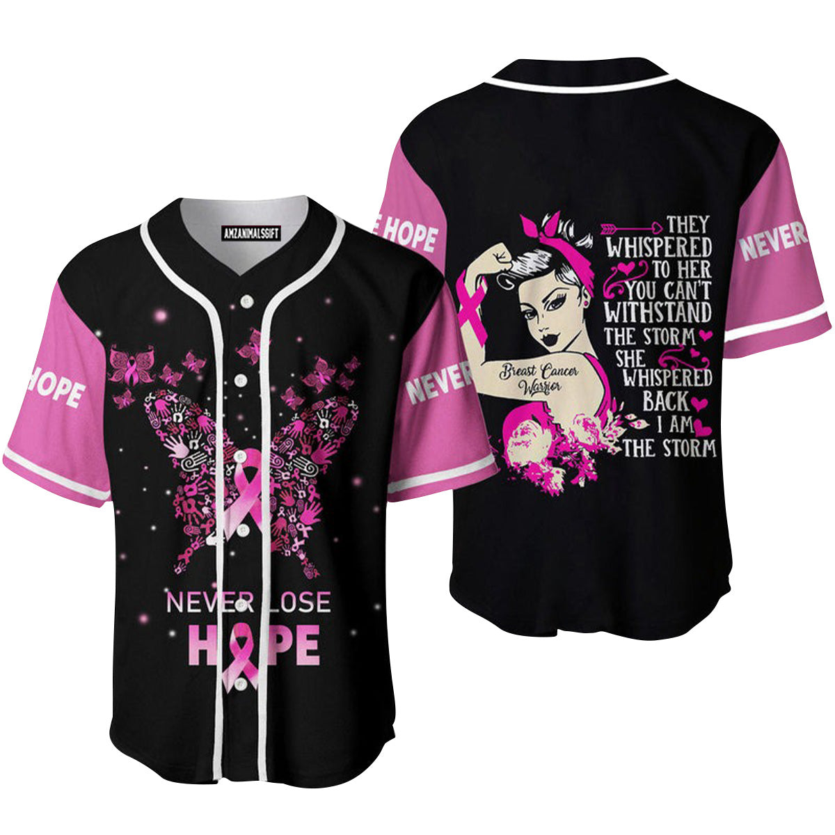 Breast Cancer Warrior Never Lose Hope Baseball Jersey, Perfect Outfit For Men And Women On Breast Cancer Survivors Baseball Team Baseball Fans