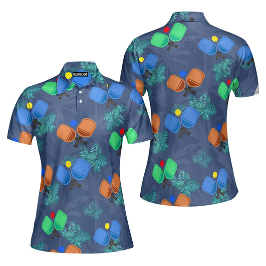 Pickleball Tropical Women Polo Shirt, Perfect Outfit For Women On Summer Pickleball Players Pickleball Lovers