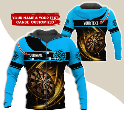 Customized Name & Text Darts Premium Zip Hoodie, Personalized Yellow Dartboard Zip Hoodie For Men & Women - Gift For Darts Lovers, Darts Players