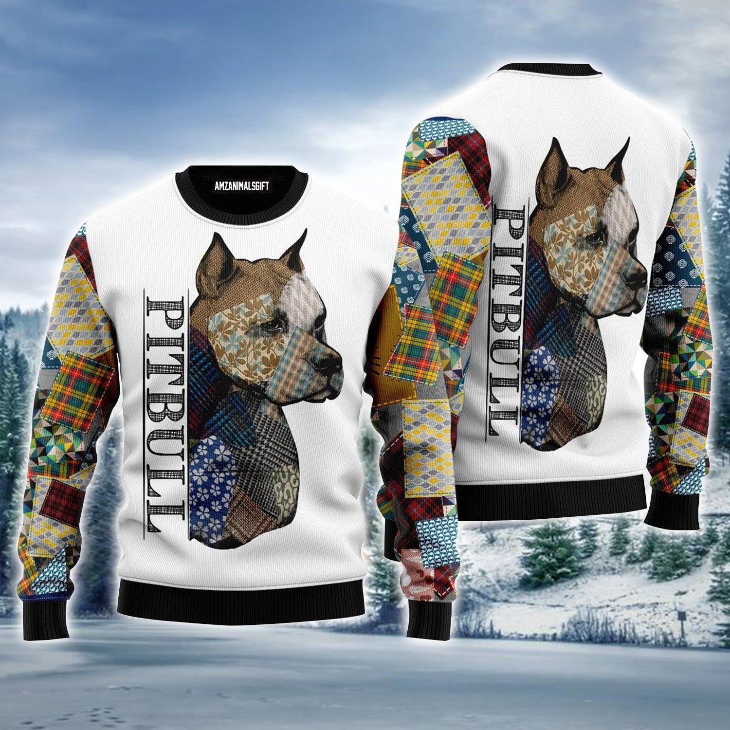 Pitbull Patchwork Seamless Ugly Sweater For Men & Women, Perfect Outfit For Christmas New Year Autumn Winter
