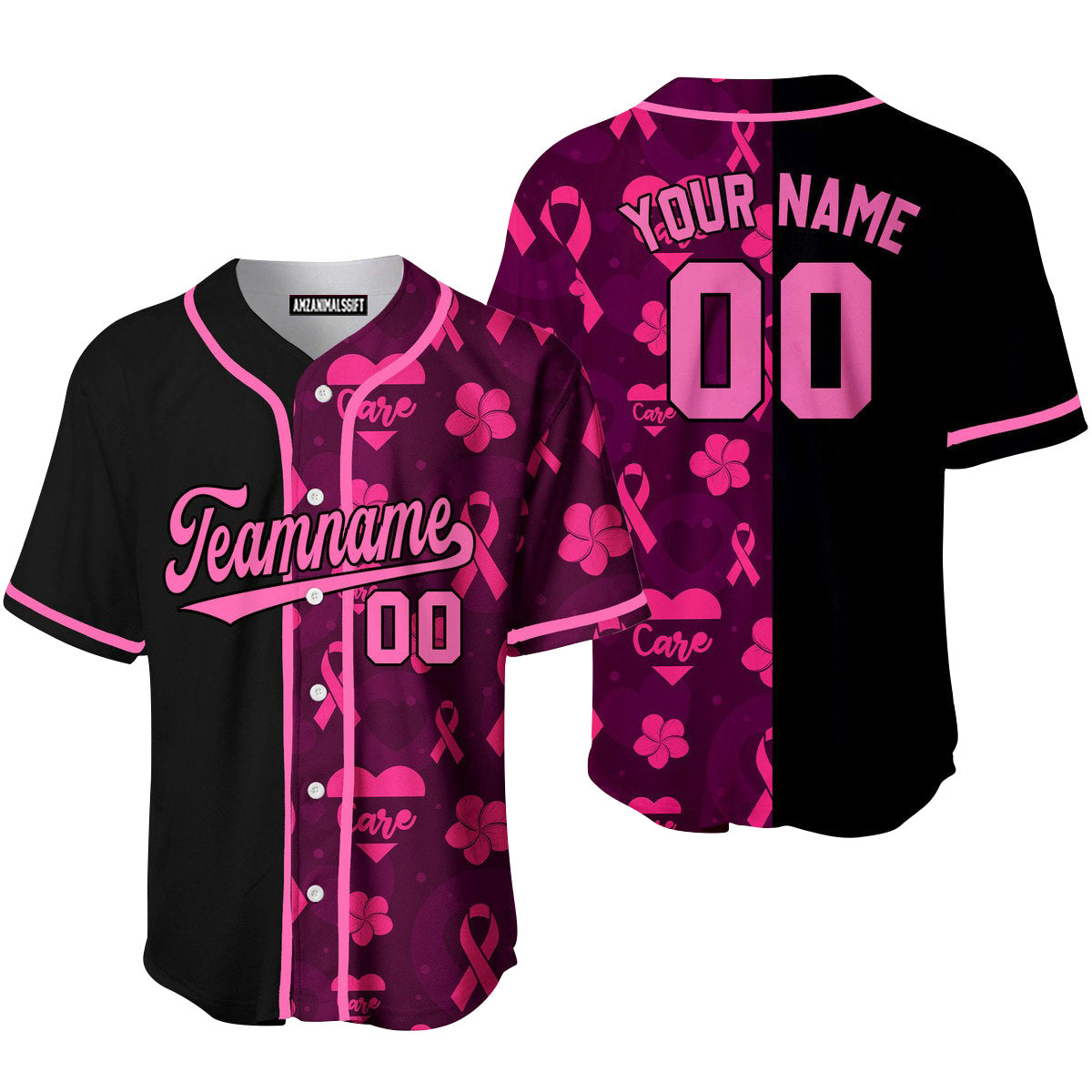 Custom Breast Cancer Pink Black Baseball Jersey, Perfect Outfit For Men And Women On Breast Cancer Survivors Baseball Team Baseball Fans