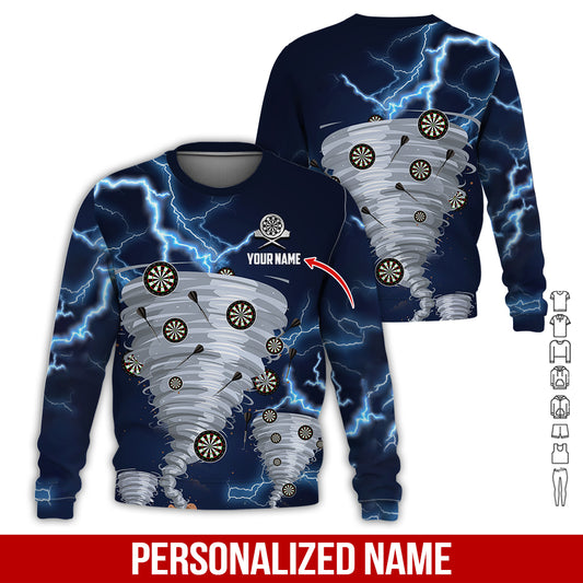 Customized Name Darts Sweatshirt, Personalized Name Tornado Dartboard Sweatshirt For Men & Women - Gift For Darts Lovers, Darts Players