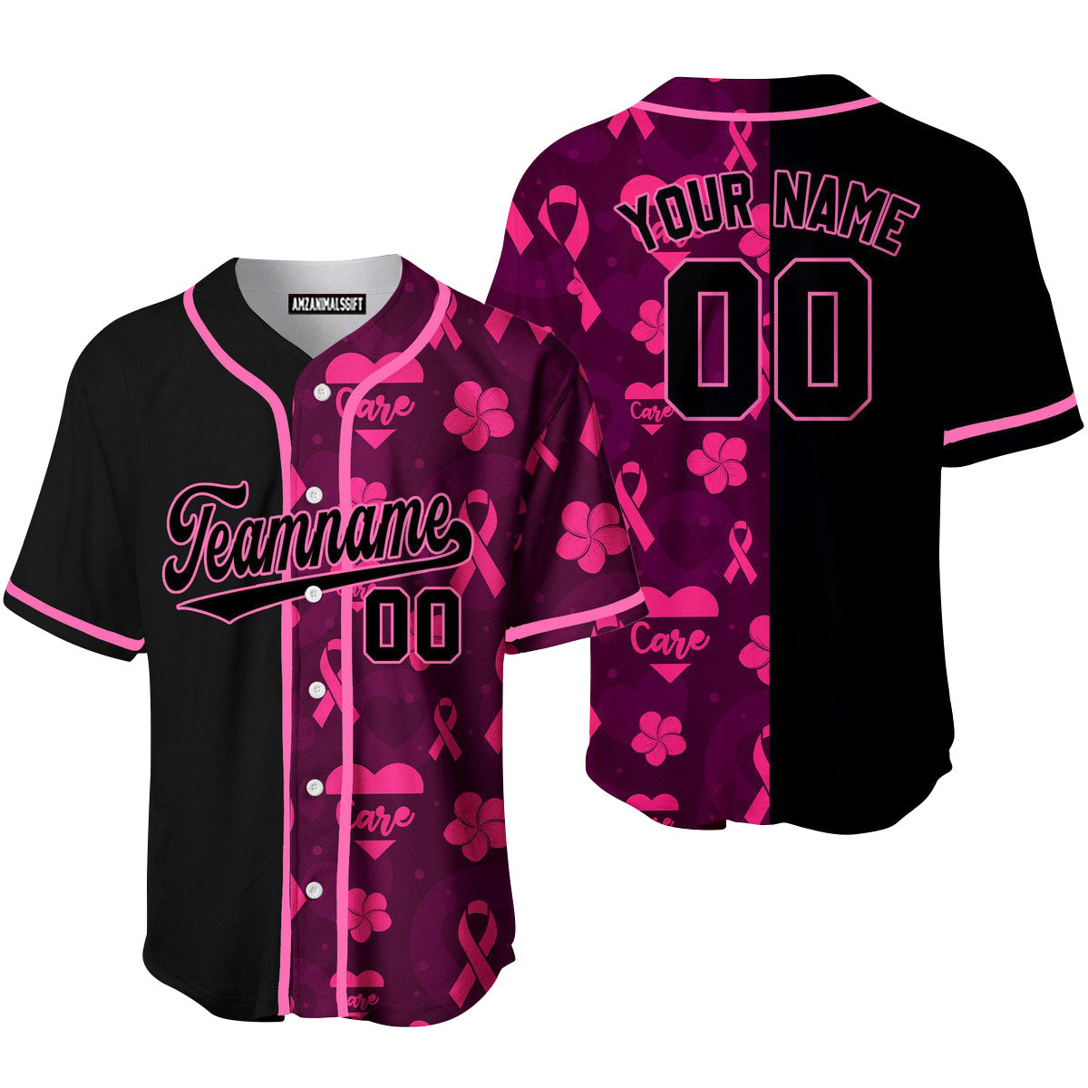 Custom Breast Cancer Black Pink Baseball Jersey, Perfect Outfit For Men And Women On Breast Cancer Survivors Baseball Team Baseball Fans