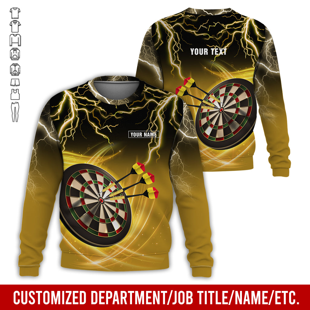 Customized Name & Text Darts Sweatshirt, Personalized Name Thunder Red Darts Sweatshirt For Men & Women - Gift For Darts Lovers, Darts Players