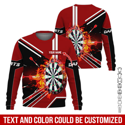 Customized Name Darts Sweatshirt, Personalized Name Dartboard Flame Sweatshirt For Men & Women - Gift For Darts Lovers, Darts Players