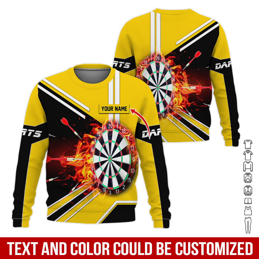 Customized Name Darts Sweatshirt, Personalized Name Dartboard Flame Sweatshirt For Men & Women - Gift For Darts Lovers, Darts Players