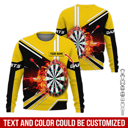 Customized Name Darts Sweatshirt, Personalized Name Dartboard Flame Sweatshirt For Men & Women - Gift For Darts Lovers, Darts Players