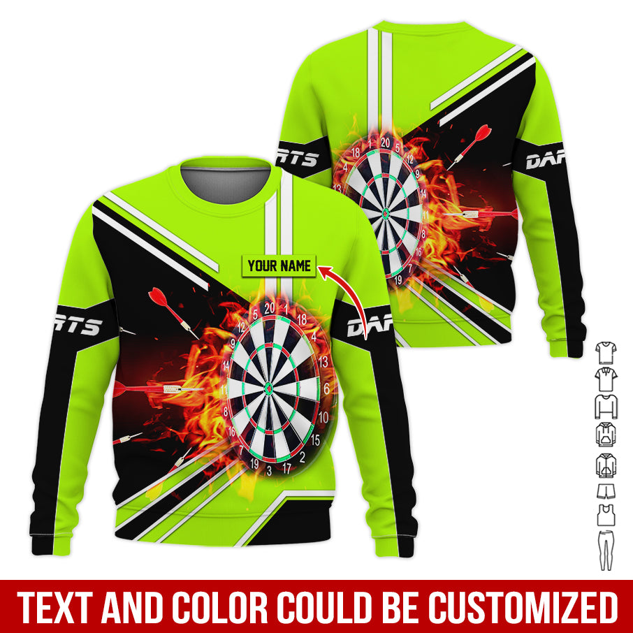 Customized Name Darts Sweatshirt, Personalized Name Dartboard Flame Sweatshirt For Men & Women - Gift For Darts Lovers, Darts Players