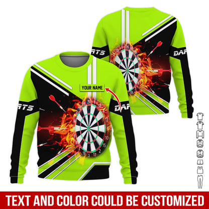 Customized Name Darts Sweatshirt, Personalized Name Dartboard Flame Sweatshirt For Men & Women - Gift For Darts Lovers, Darts Players