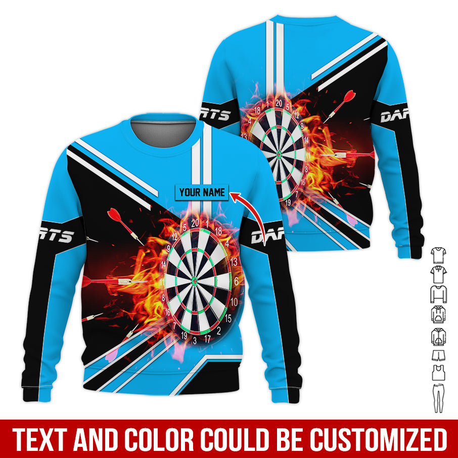 Customized Name Darts Sweatshirt, Personalized Name Dartboard Flame Sweatshirt For Men & Women - Gift For Darts Lovers, Darts Players