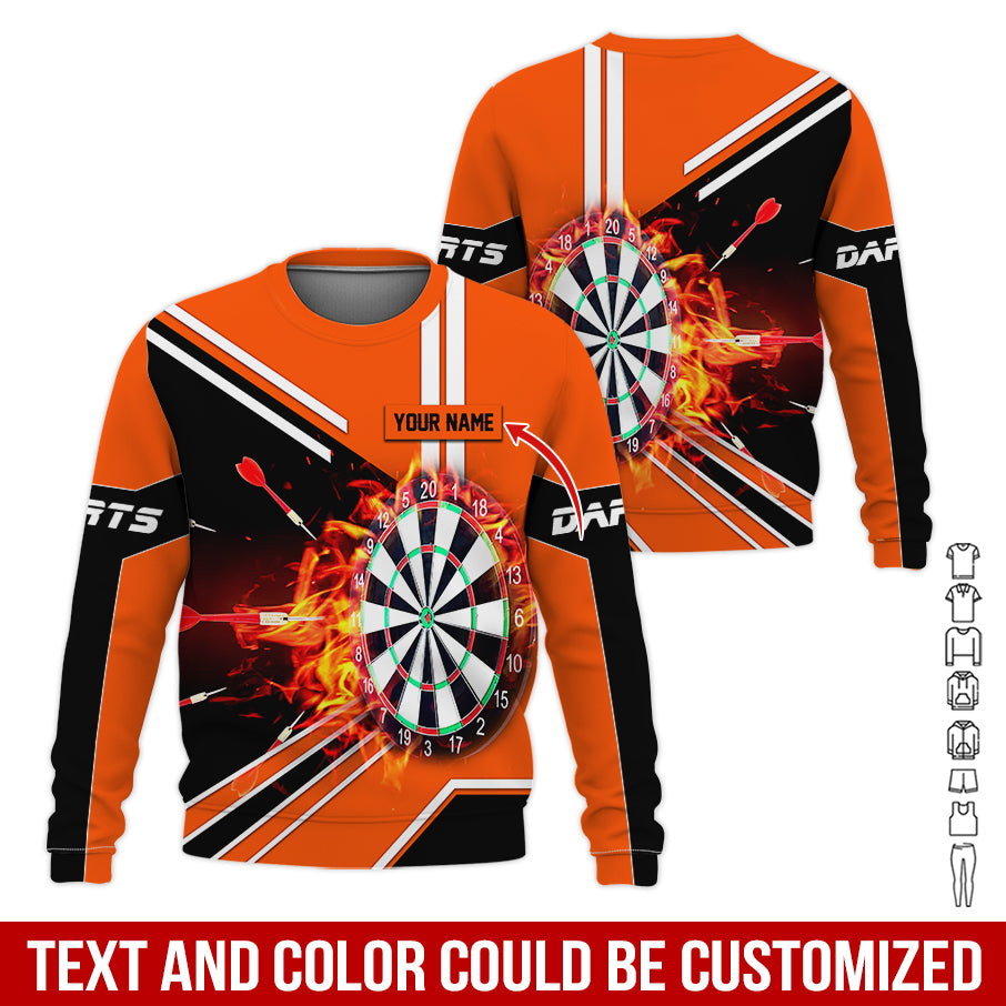 Customized Name Darts Sweatshirt, Personalized Name Dartboard Flame Sweatshirt For Men & Women - Gift For Darts Lovers, Darts Players