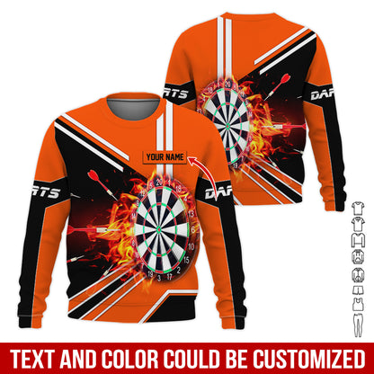 Customized Name Darts Sweatshirt, Personalized Name Dartboard Flame Sweatshirt For Men & Women - Gift For Darts Lovers, Darts Players