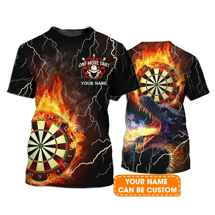 Customized Darts T Shirt, Flame Dartboard, Personalized Name Dragon T Shirt For Men - Perfect Gift For Darts Lovers, Darts Players