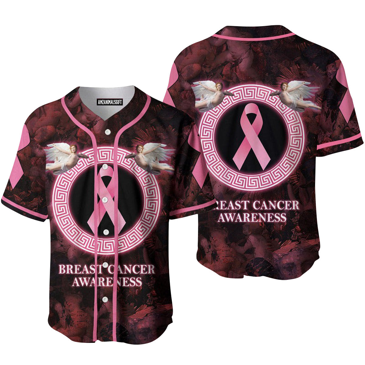 Breast Cancer Awareness Angels Baseball Jersey, Perfect Outfit For Men And Women On Breast Cancer Survivors Baseball Team Baseball Fans
