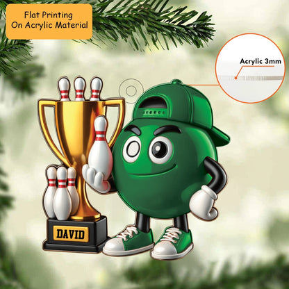 Personalized Bowling Champion Acrylic Ornament, Bowling Keychain, Car Ornament, Christmas Ornament Gifts